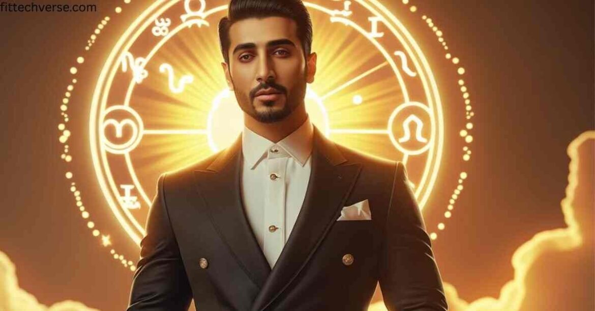 Celebrity with Sun in Sixth House symbolism, zodiac wheel highlighting discipline, health, and career success