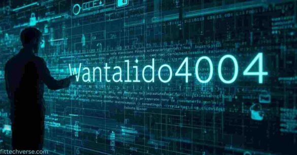 Futuristic digital interface showing wantalido4004 code with holographic data, cybersecurity locks, and a developer interacting through a touchscreen panel.