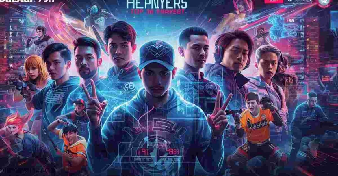 Futuristic esports leaderboard showcasing Galstar 79.1 net top 30 players with holographic stats and diverse professional gamers in a digital arena.